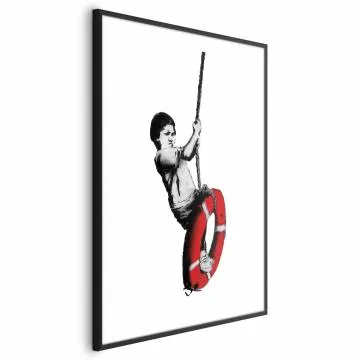 Plakat Banksy: Chłopiec 29,7x42 cm z ramą czarną z marginesem