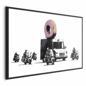 Plakat Pączkowa policja 42x29,7 cm z ramą czarną bez marginesu