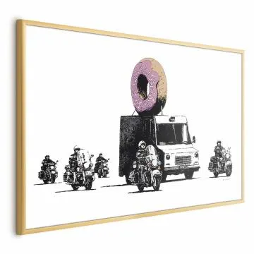 Plakat Pączkowa policja 60x40 cm z ramą złotą bez marginesu