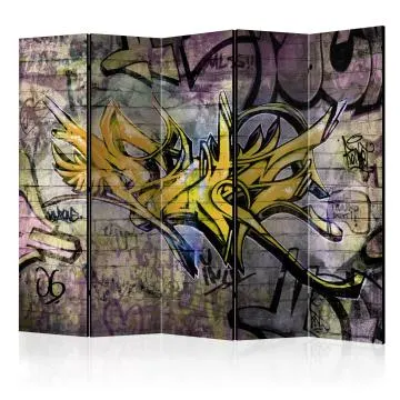 Parawan akustyczny Street art 225x172 cm 5-częściowy beżowy