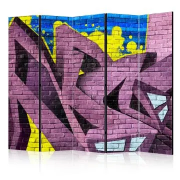 Parawan dwustronny Street art 225x172 cm 5-częściowy fioletowy