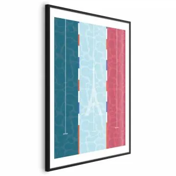 Plakat Francuski basen 40x60 cm z ramą czarną z marginesem