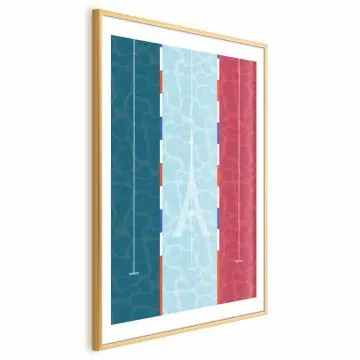 Plakat Francuski basen 40x60 cm z ramą złotą z marginesem