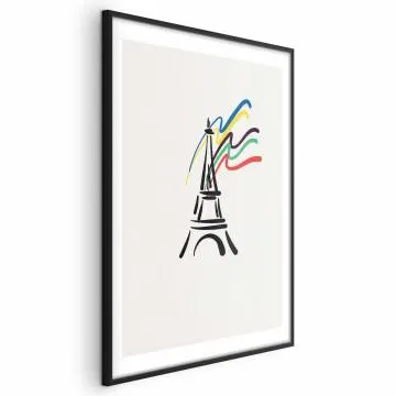 Plakat Wieża Eiffla i kolory 21x30 cm z ramą czarną z marginesem