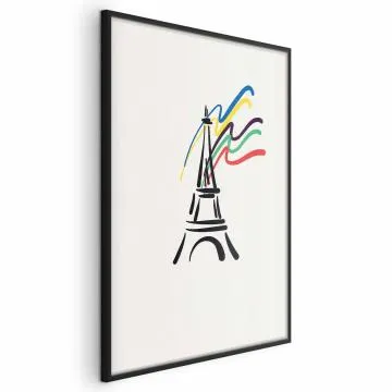 Plakat Wieża Eiffla i kolory 40x60 cm z ramą czarną bez marginesu
