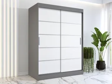 Szafa przesuwna MODUO COMFORT 150 antracyt/biała mat z listwami