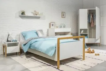 Łóżko dziecięce VICTOR 180x80 białe/dąb - powystawowe