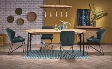 Stół INFERNO 100(300)x100 dąb/czarny rozkładany