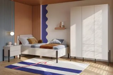 Łóżko młodzieżowe JUKON 100x200 kaszmirowe z tapicerowanym zagłówkiem