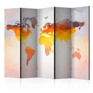 Parawan dwustronny Mapy 225x172 cm 5-częściowy wielokolorowy