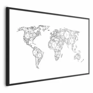 Plakat Geometryczna mapa 90x60 cm z ramą czarną z marginesem