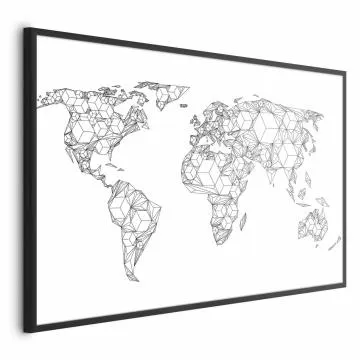 Plakat Geometryczna mapa 90x60 cm z ramą czarną bez marginesu