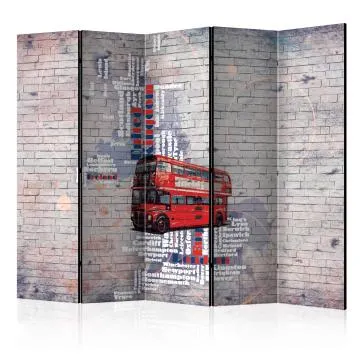 Parawan dwustronny Mapy 225x172 cm 5-częściowy szary