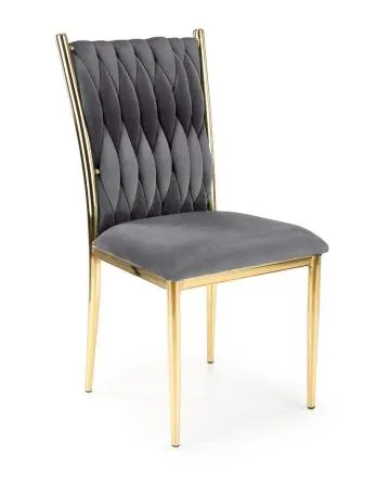 Krzesło tapicerowane K436 VELVET szare/złote