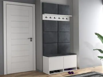  Szafka na buty z siedziskiem i wieszakiem DUBAI biała/szara