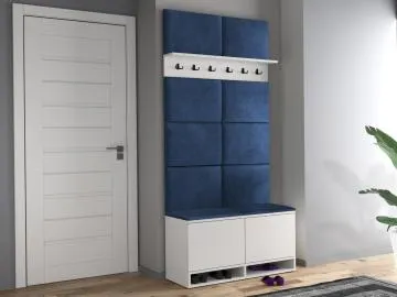 Szafka na buty z siedziskiem i wieszakiem DUBAI biała/granatowa