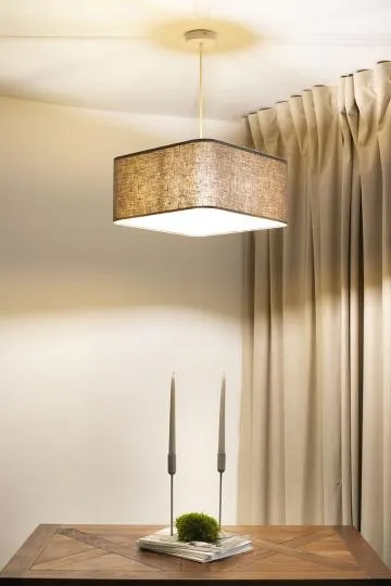 Lampa wisząca KWADRO LEN 002-40w30 beżowa/złota