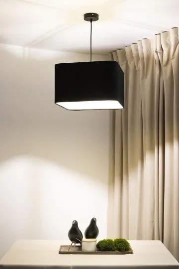 Lampa wisząca KWADRO LEN 005-40w20 czarna/beżowa