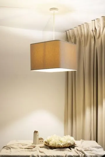 Lampa wisząca KWADRO LEN 007-40w20 jasnobeżowa