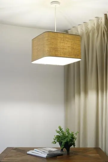 Lampa wisząca KWADRO LEN 012-40w20 jutowa/beżowa