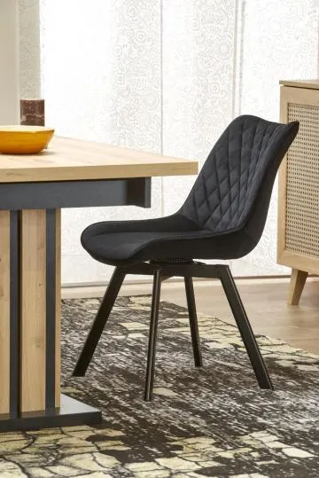 Krzesło tapicerowane K520 VELVET czarne obracane