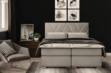 Łóżko kontynentalne MELROSE 180x200 granatowe velvet z pojemnikiem