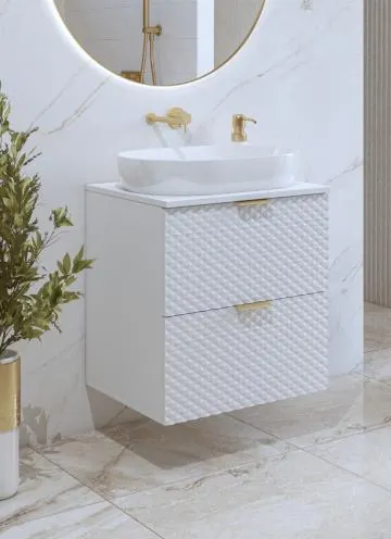 Szafka pod umywalkę nablatową LAURA 2S 60cm biała mat