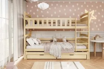 Łóżko piętrowe JULITA 180x90 sosna lakierowana drewniane