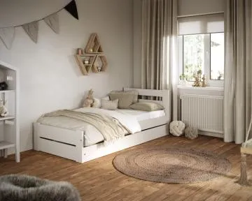 Łóżko dziecięce EMIL 160x80 z szufladą białe 