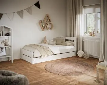 Łóżko dziecięce EMIL 180x90 z szufladą białe 