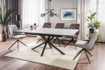 Stół rozkładany LOGAN CERAMIC 160(200)x90 biały mat/czarny mat
