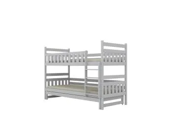 Łóżko piętrowe BARTEK 200x80 białe drewniane trzyosobowe