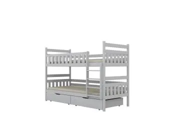 Łóżko piętrowe BARTEK 160x80 białe drewniane z szufladami