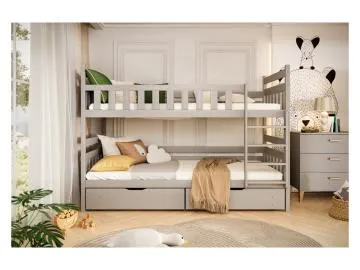 Łóżko piętrowe BARTEK 200x80 szare drewniane