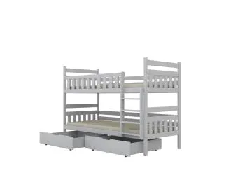 Łóżko piętrowe BARTEK 180x80 białe drewniane z szufladami