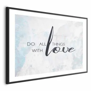 Plakat With love 30x21 cm z ramą czarną z marginesem