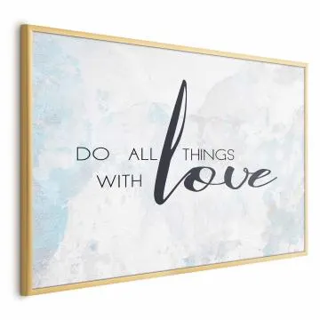 Plakat With love 30x21 cm z ramą złotą bez marginesu
