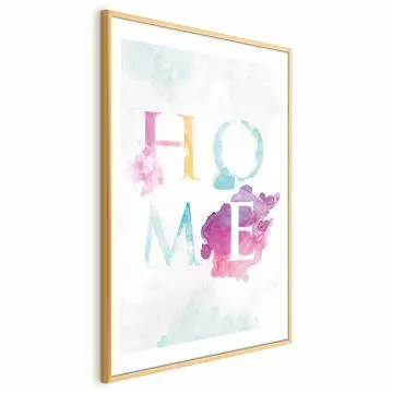 Plakat Tęczowe home 21x30 cm z ramą złotą z marginesem