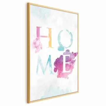 Plakat Tęczowe home 40x60 cm z ramą złotą bez marginesu