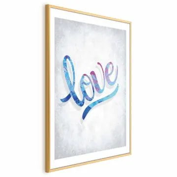 Plakat Love 40x60 cm z ramą złotą z marginesem
