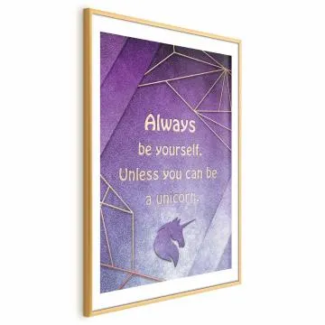 Plakat Bądź sobą 40x60 cm z ramą złotą z marginesem