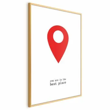 Plakat The best place 60x90 cm z ramą złotą z marginesem