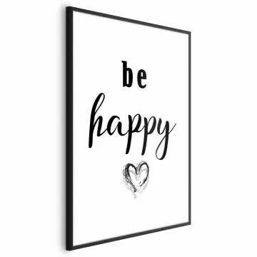Plakat Be happy 21x30 cm z ramą czarną bez marginesu
