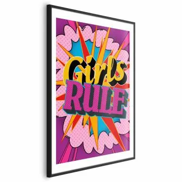 Plakat Girls Rule 29,7x42 cm z ramą czarną z marginesem