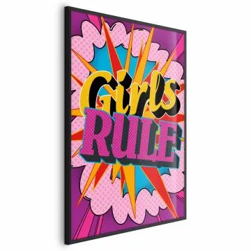 Plakat Girls Rule 29,7x42 cm z ramą czarną bez marginesu