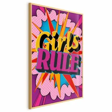 Plakat Girls Rule 29,7x42 cm z ramą złotą bez marginesu