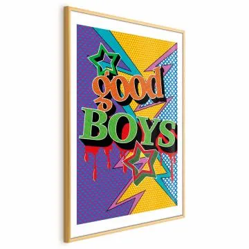 Plakat Good Boys 21x30 cm z ramą złotą z marginesem