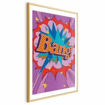 Plakat Bang 60x90 cm z ramą złotą z marginesem
