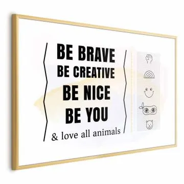 Plakat Bądź sobą 60x40 cm z ramą złotą z marginesem