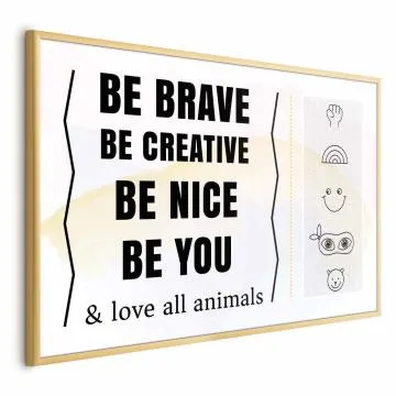 Plakat Bądź sobą 60x40 cm z ramą złotą bez marginesu